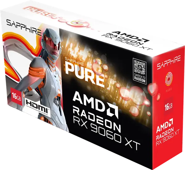 Відеокарта Sapphire Radeon RX 9060 XT Pure OC 16GB GDDR6 (11350-02-20G)