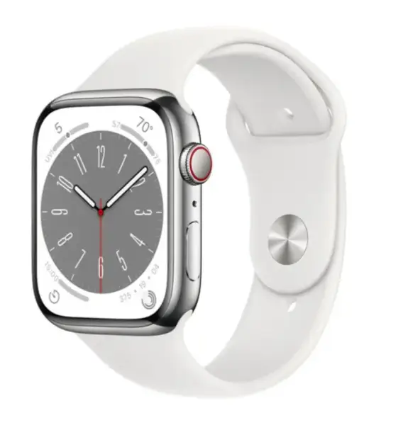 Смарт-годинник Apple Watch 8 45/Silver Steel/White Sport LTE (MNKE3)