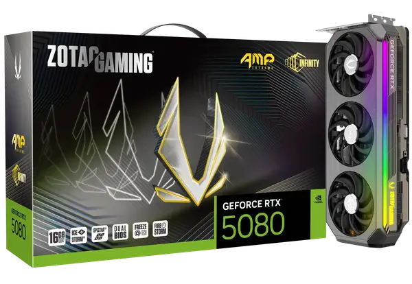Відеокарта Zotac GeForce RTX 5080 AMP Extreme Infinity 16GB GDDR7 DLSS4 (ZT-B50800B-10P)
