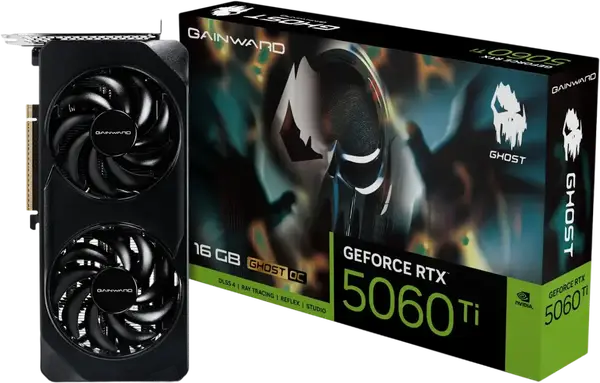 Відеокарта Gainward GeForce RTX 5060 Ti Ghost OC 16GB GDDR7 DLSS4 (NE7506TU19T1-GB2061B)