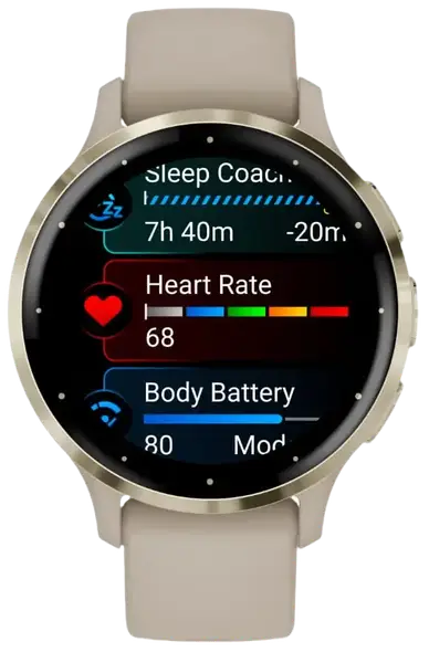 Смарт-годинник Garmin Venu 3S Soft Gold S. Steel Bezel w. French Gray Case and S. Band (010-02785-02)