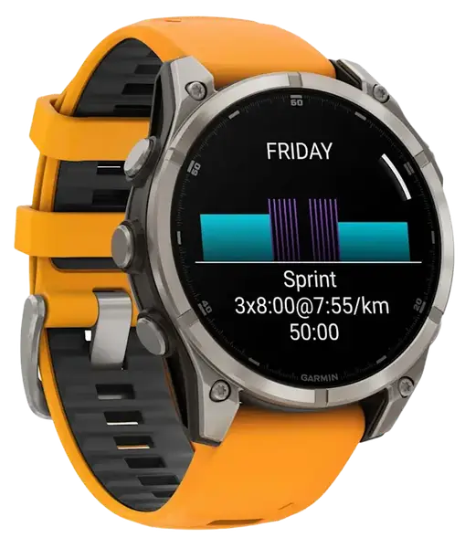 Спортивний годинник Garmin Fenix 8 51mm AMOLED Sapphire Titanium w. Spark Orange/Graphite Silicone Band (010-02905-10/11)