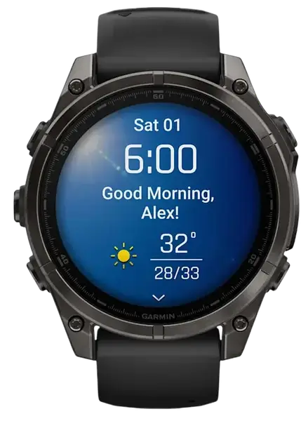 Спортивний годинник Garmin Fenix 8 51mm Solar Sapphire Carbon Gray DLC Titanium w. Black/Pebble Gray S. Band (010-02907-10/11)