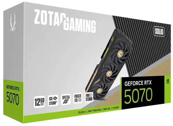 Відеокарта Zotac GeForce RTX 5070 Solid 12GB GDDR7 DLSS4 (ZT-B50700D-10P)