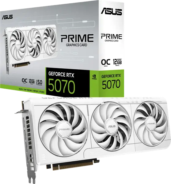 Відеокарта ASUS GeForce RTX 5070 Prime OC White 12GB GDDR7 DLSS4 (PRIME-RTX5070-O12G-WHITE)