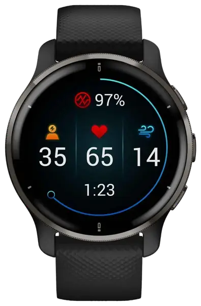 Смарт-часы Garmin Venu 2 Plus Slate Stainless Steel Bezel with Black Case and Silicone Band (010-02496-11)