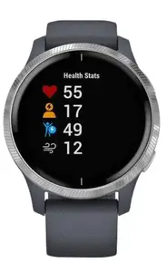 Смарт-годинник Garmin Venu Silver Stainless Steel Bezel w. Granite Blue and Silicone B. (010-02173-01/010-02173-03)