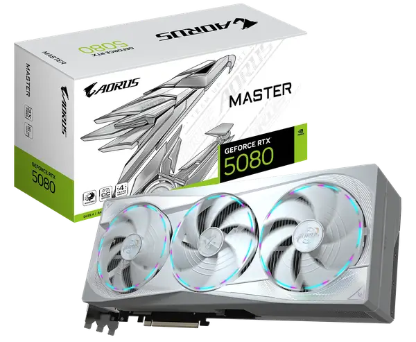 Відеокарта Gigabyte GeForce RTX 5080 AORUS Master Ice 16GB GDDR7 DLSS4 (GV-N5080AORUSM ICE-16GD)