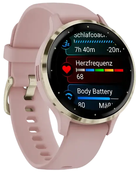 Смарт-годинник Garmin Venu 3S Soft Gold S. Steel Bezel w. Dust Rose Case and S. Band (010-02785-03/53)