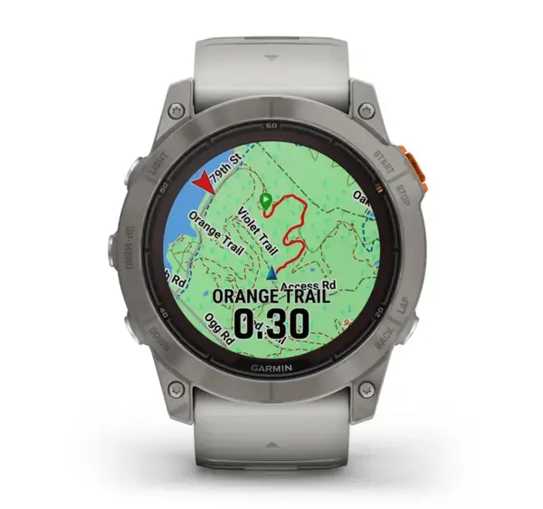 Смарт-годинник Garmin Fenix 7X Pro Sapphire Solar Titanium w. Fog Gray/Ember O. Band (010-02778-14/15)