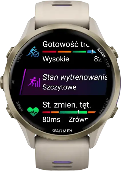 Смарт-годинник Garmin Forerunner 970 Soft Gold Titanium w. French Gray C. and French Gray/T. Indigo Band (010-02969-02/12)