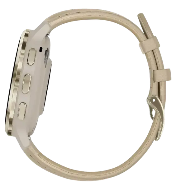 Смарт-годинник Garmin Venu 3S Soft Gold S. Steel Bezel w. French Gray Case and Leather Band (010-02785-55)