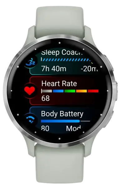 Смарт-годинник Garmin Venu 3S Silver S. Steel Bezel w. Sage Gray Case and S. Band (010-02785-01)