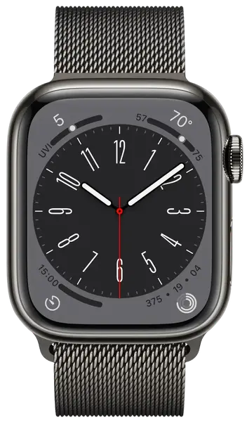 Смарт-годинник Apple Watch 8 41/Graphite Steel/Graphite Milanese Loop LTE (MNJM3)