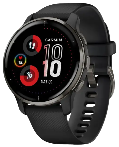 Смарт-часы Garmin Venu 2 Plus Slate Stainless Steel Bezel with Black Case and Silicone Band (010-02496-11)