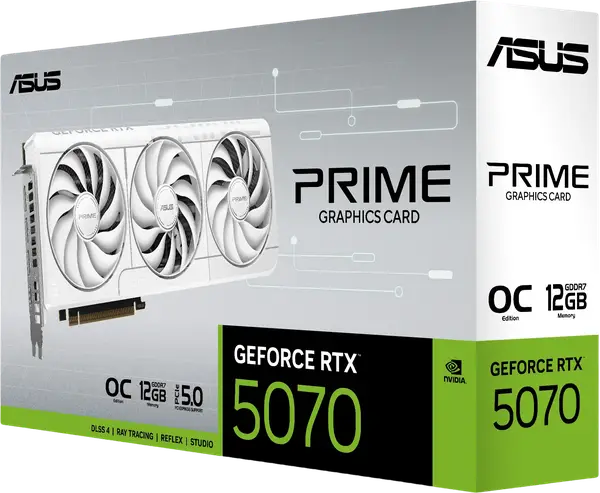 Відеокарта ASUS GeForce RTX 5070 Prime OC White 12GB GDDR7 DLSS4 (PRIME-RTX5070-O12G-WHITE)
