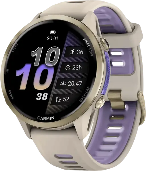 Смарт-годинник Garmin Forerunner 970 Soft Gold Titanium w. French Gray C. and French Gray/T. Indigo Band (010-02969-02/12)
