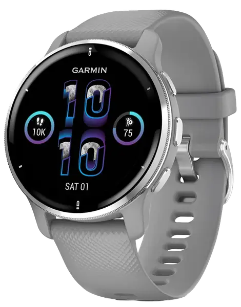 Смарт-часы Garmin Venu 2 Plus Silver S. Steel Bezel w. Powder G. Case and S. Band (010-02496-00/10)