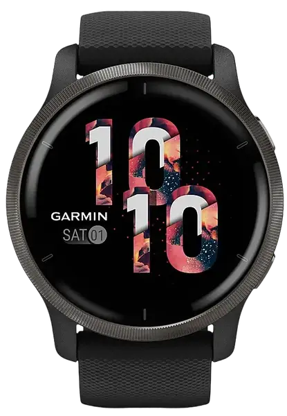 Смарт-годинник Garmin Venu 2 Slate Stainless Steel Bezel with Black Case and Silicone Band (010-02430-11/01)