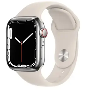 Смарт-годинник Apple Watch Series 7 GPS + Cellular 45mm Silver Stainless Steel Case w. Starlight Sport Band (MKJD3)