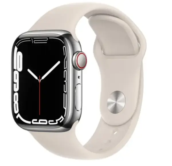 Смарт-годинник Apple Watch Series 7 GPS + Cellular 45mm Silver Stainless Steel Case w. Starlight Sport Band (MKJD3)