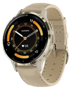 Смарт-годинник Garmin Venu 3S Soft Gold S. Steel Bezel w. French Gray Case and Leather Band (010-02785-55)