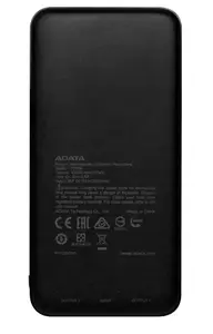 Зовнішній акумулятор (Power Bank) ADATA 10000 mAh Black (T10000) Зовнішній акумулятор (Power Bank) ADATA 10000 mAh Black (T10000)