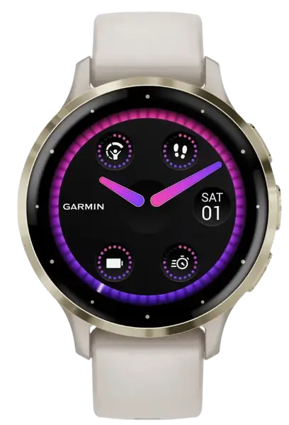 Смарт-годинник Garmin Venu 3S Soft Gold S. Steel Bezel with Ivory Case and S. Band (010-02785-04)