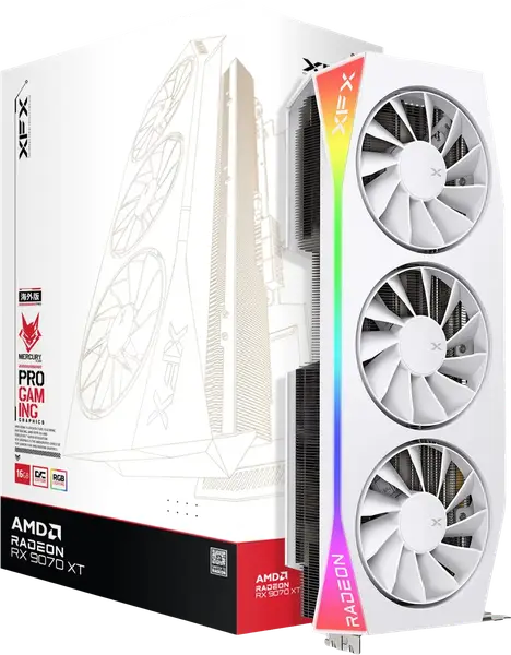 Відеокарта XFX Radeon RX 9070 XT Mercury OC RGB White 16GB GDDR6 (RX-97TRGBBW9)