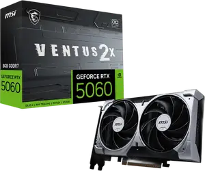 Відеокарта MSI GeForce RTX 5060 Ventus 2X OC 8GB GDDR7 DLSS4 (5060 8G VENTUS 2X OC) Відеокарта MSI GeForce RTX 5060 Ventus 2X OC 8GB GDDR7 DLSS4 (5060 8G VENTUS 2X OC)