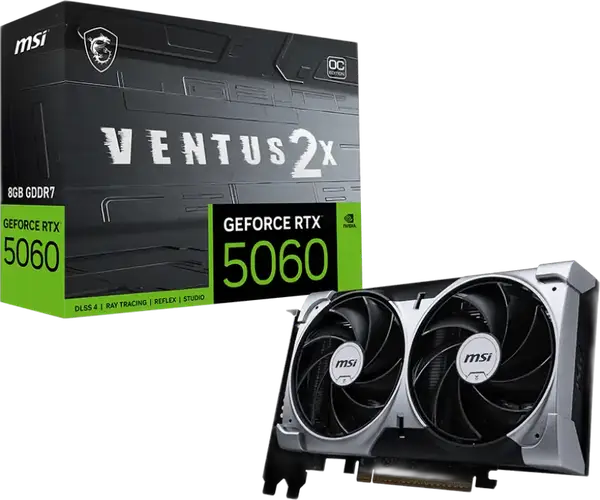 Відеокарта MSI GeForce RTX 5060 Ventus 2X OC 8GB GDDR7 DLSS4 (5060 8G VENTUS 2X OC)
