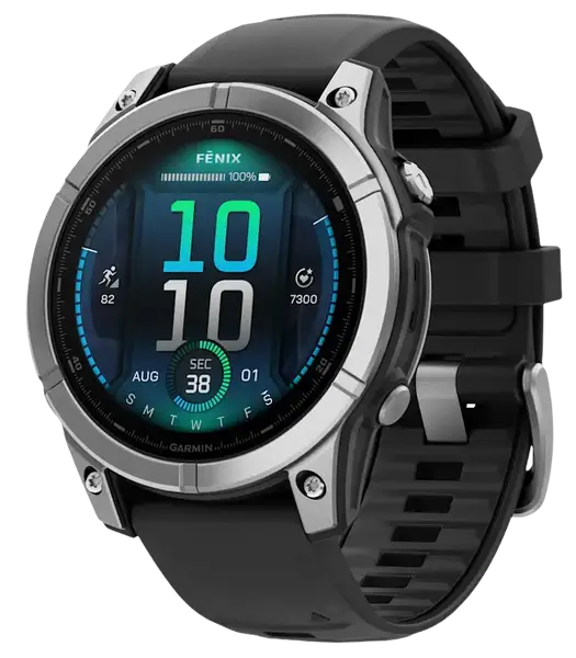 Спортивний годинник Garmin Fenix E 47mm AMOLED Stainless Steel with Black Silicone Band (010-03025-02/00)