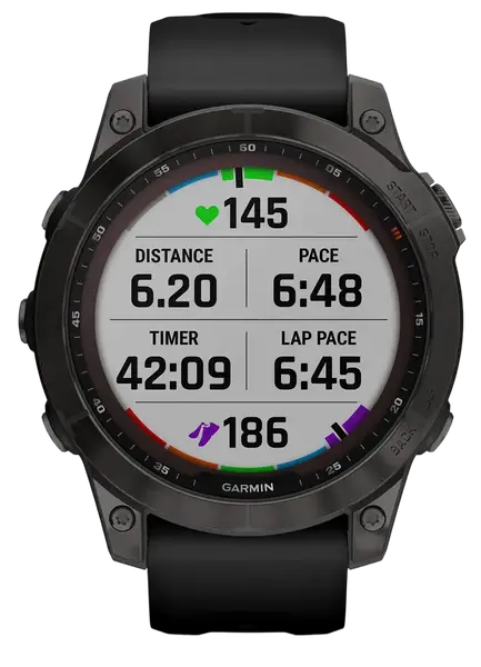 Смарт-годинник Garmin Fenix 7 Sapphire Solar Carbon Gray DLC Titanium with Black Band (010-02540-20/21)