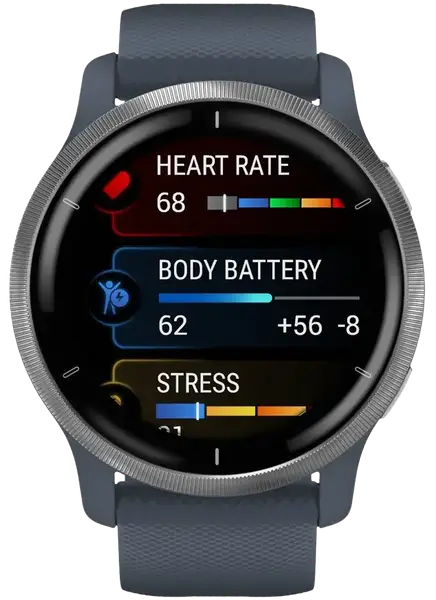 Смарт-годинник Garmin Venu 2 Silver Bezel with Granite Blue Case and Silicone Band (010-02430-10/00)