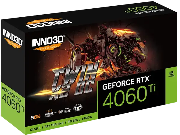 Відеокарта Inno3D GeForce RTX 4060 Ti Twin X2 OC 8 ГБ GDDR6 (N406T2-08D6X-171153N)