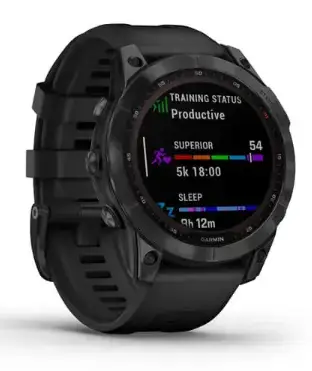 Смарт-годинник Garmin Fenix 7 Sapphire Solar Black DLC Titanium with Black Band (010-02540-34/35)