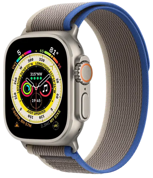 Смарт-годинник Apple Watch Ultra Titanium/Blue Gray Trail Loop S/M LTE (MNHL3)