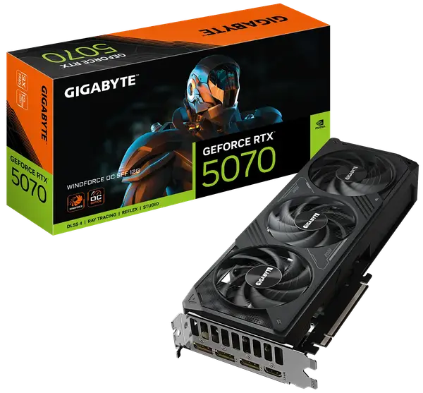 Відеокарта Gigabyte GeForce RTX 5070 Windforce OC 12GB GDDR7 DLSS4 (GV-N5070WF3OC-12GD)