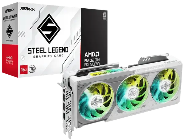 Відеокарта ASRock Radeon RX 9070 Steel Legend OC 16GB GDDR6 (RX9070 SL 16GO)