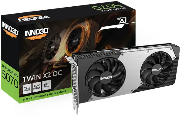 Відеокарта INNO3D GeForce RTX 5070 Twin X2 OC 12GB GDDR7 DLSS4 (N50702-12D7X-195064N)