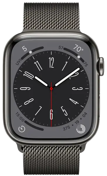 Смарт-годинник Apple Watch 8 45/Graphite Steel/Graphite Milanese Loop LTE (MNKX3)