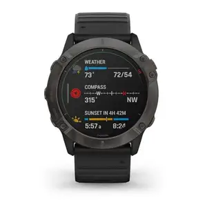 Смарт-годинник Garmin Fenix 6X Pro Solar Titanium Carbon Grey DLC with Black Band (010-02157-21)