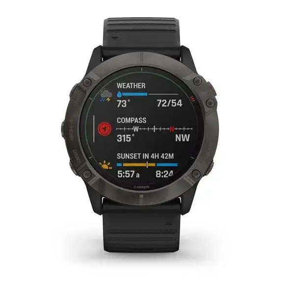 Смарт-годинник Garmin Fenix 6X Pro Solar Titanium Carbon Grey DLC with Black Band (010-02157-21)