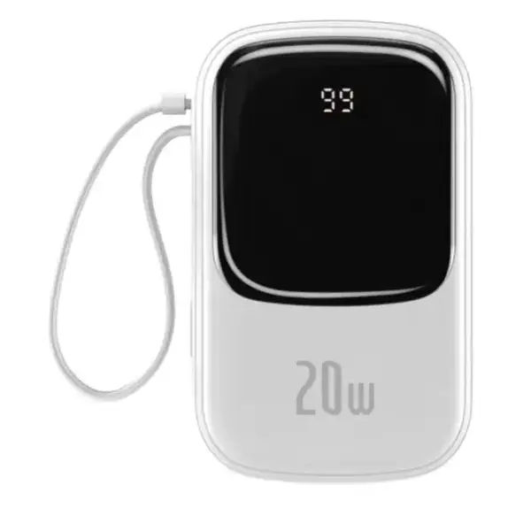 Зовнішній акумулятор (павербанк) Baseus Qpow Digital Display Quick Charging Power Bank 20W 20000mAh White (PPQD-H02)