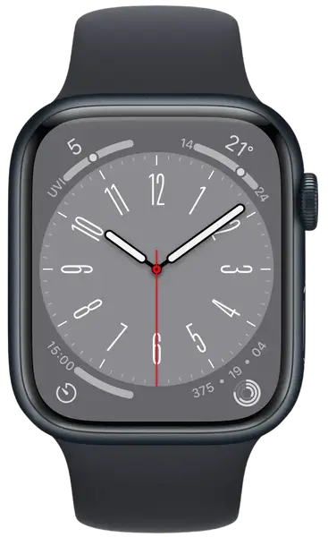 Смарт-годинник Apple Watch 8 45 / Midnight Aluminium / Midnight Sport GPS (MNP13)