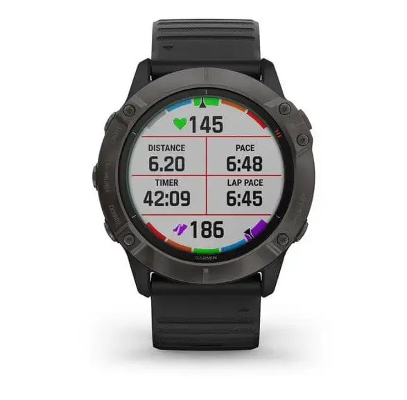 Смарт-годинник Garmin Fenix 6X Pro Solar Titanium Carbon Grey DLC with Black Band (010-02157-21)