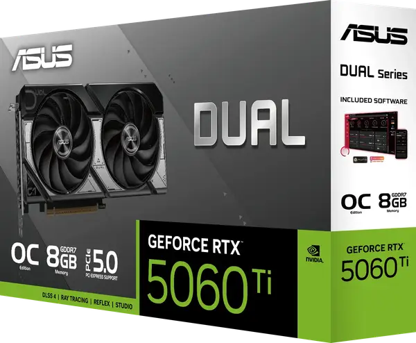 Відеокарта ASUS GeForce RTX 5060 Ti Dual OC 8GB GDDR7 DLSS4 (DUAL-RTX5060TI-O8G)
