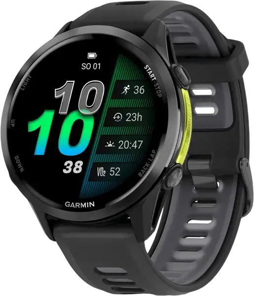 Смарт-годинник Garmin Forerunner 970 Carbon Gray DLC Titanium w. Black Case and Black/Translucent W. Band (010-02969-00/10)
