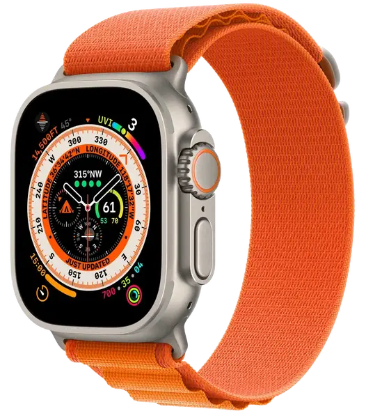 Смарт-годинник Apple Watch Ultra Titanium/Orange Alpine Loop S LTE (MNHH3)
