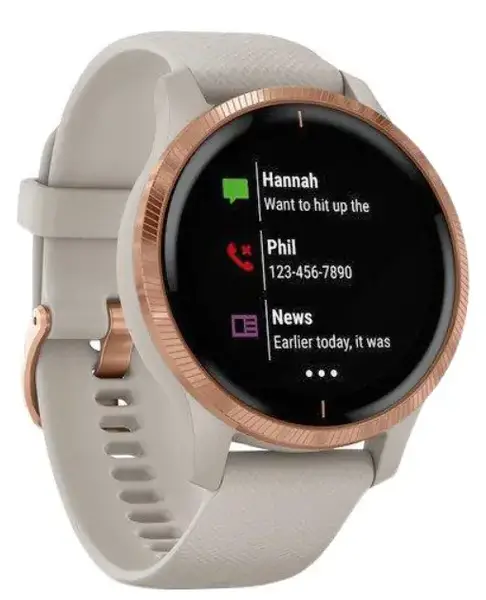 Смарт-годинник Garmin Venu Rose Gold Stainless Steel Bezel w. Light Sand and Silicone B. (010-02173-23/22/21)